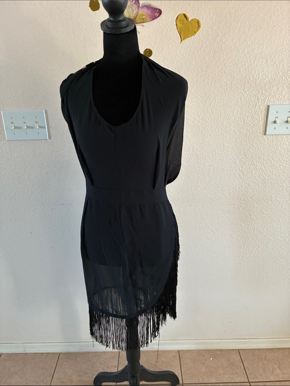 PrettyLittleThing Asymmetric Fringe Dress – Size 10 (NWT)